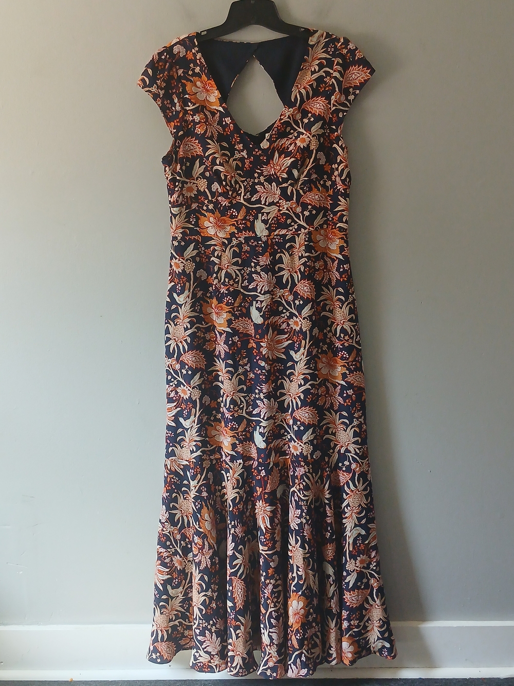 Leifsdottir Anthropologie Women's Size 14 100% Silk Floral Maxi Dress Colorful